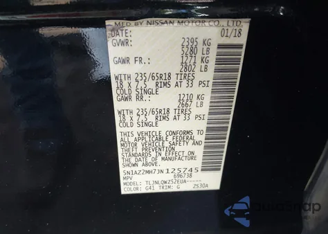 2018 Nissan Murano Sv from USA, damaged, VIN 5N1AZ2MH7JN125745